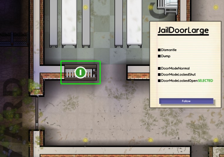 Pensez à laisser le maximum de portes ouvertes, sinon les prisonniers souffrent d'un léger malus de moral.