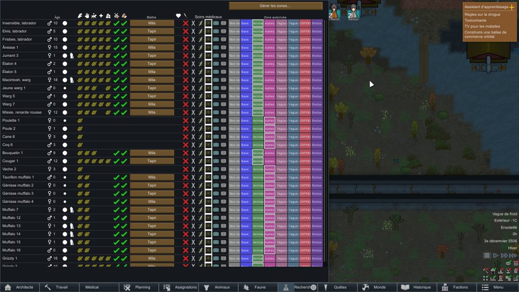 Les restrictions dans Rimworld