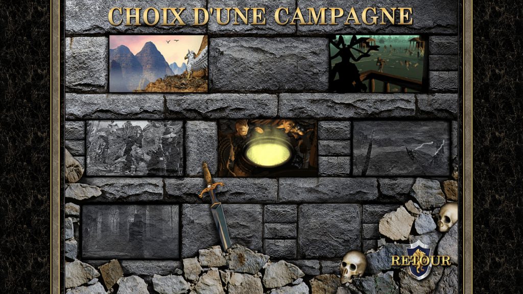 Choix d'une campagne dans Heroes of Might & Magic 3