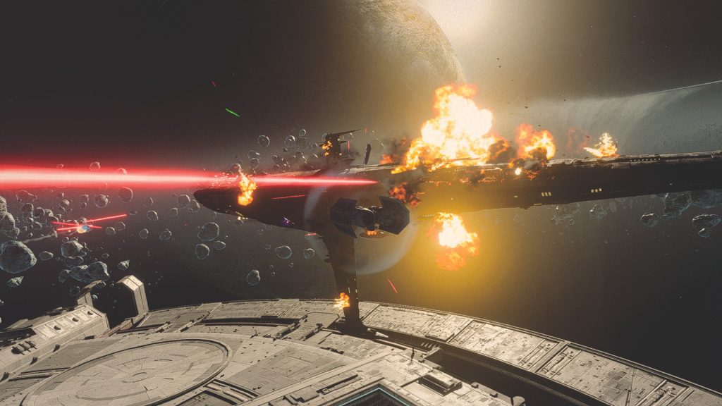 Explosion d'un croiseur dans Star Wars Squadrons