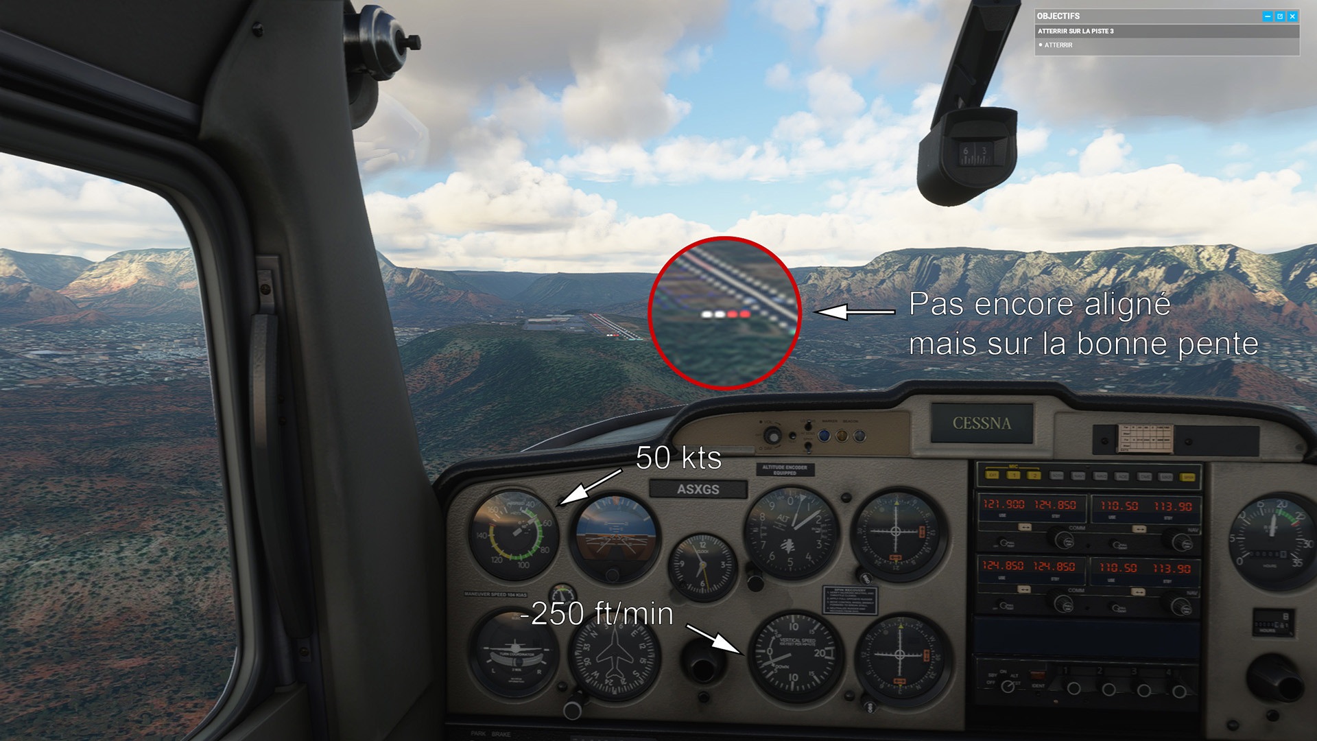 Approche d’atterrissage dans Microsoft Flight Simulator