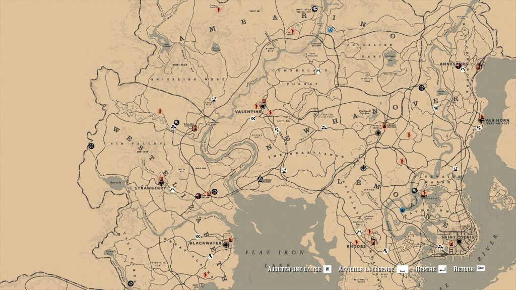 La carte de Red Dead Online