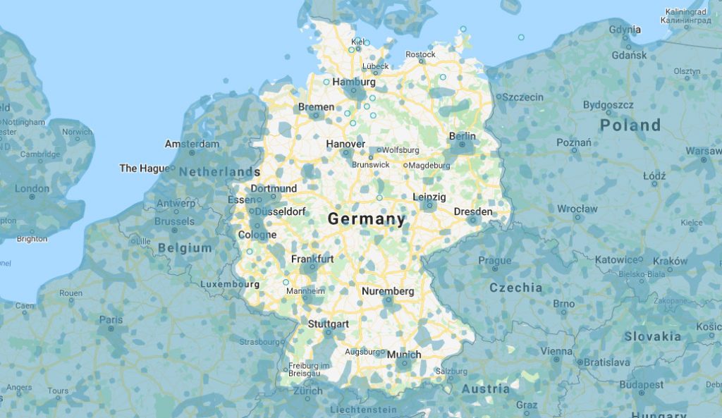 Couverture partielle de l'Allemagne dans Geoguessr