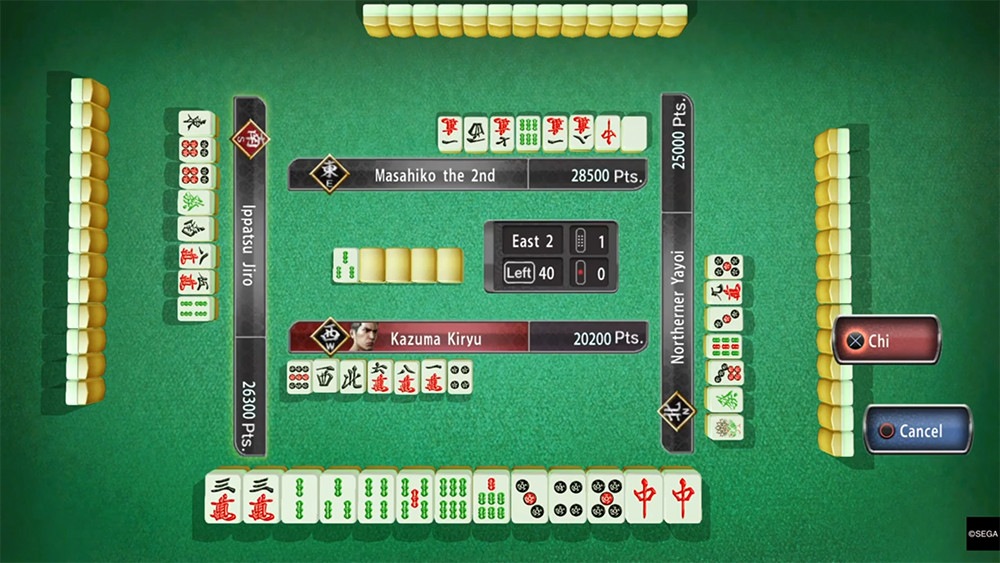Image d'une partie de Mahjong dans Yakuza