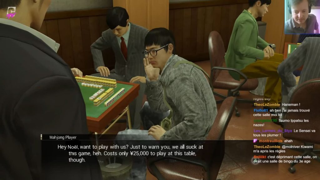 Invitation à jouer au mahjong dans Yakuza