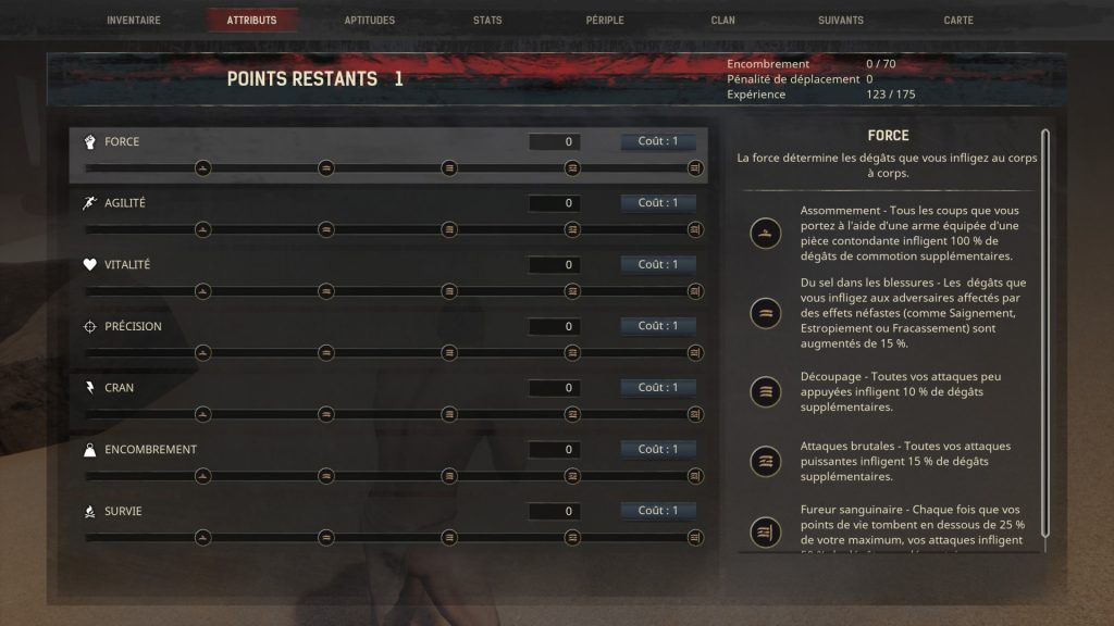 Les attributs dans Conan Exiles