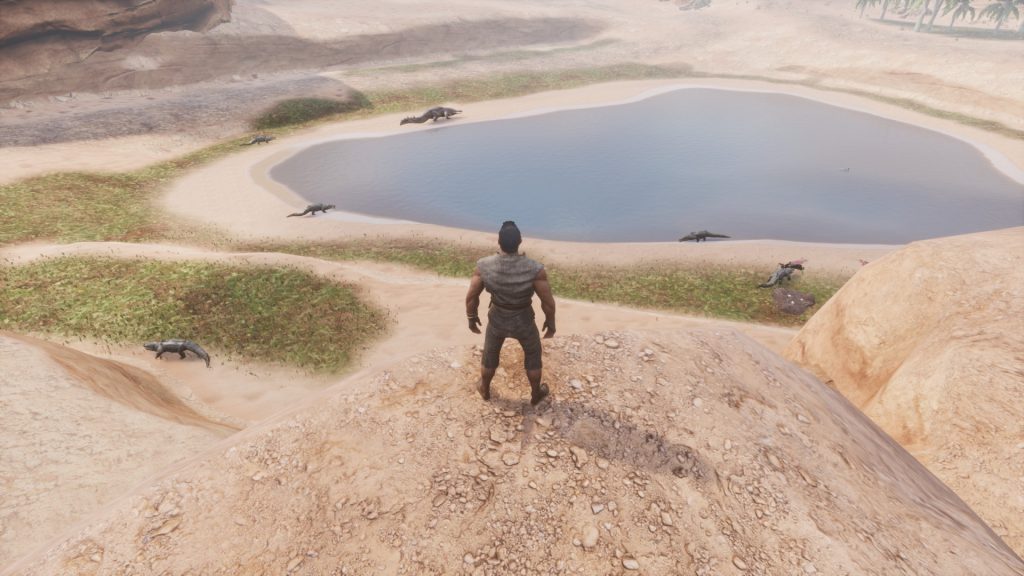 Un gros crocodile dans Conan Exiles