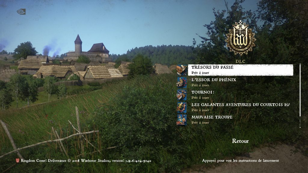 Menu des DLC de Kingdom Come: Deliverance