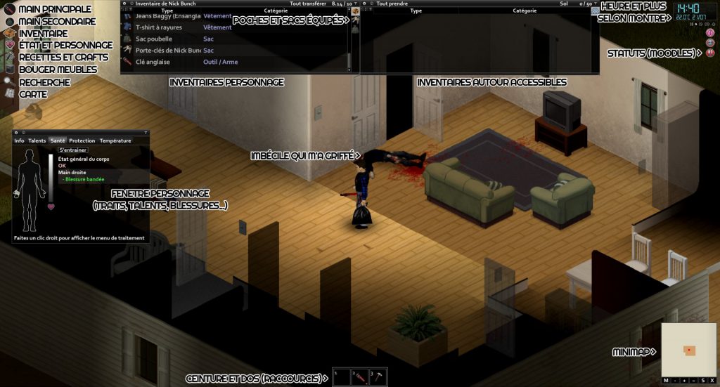 explication de l'interface de project zomboid